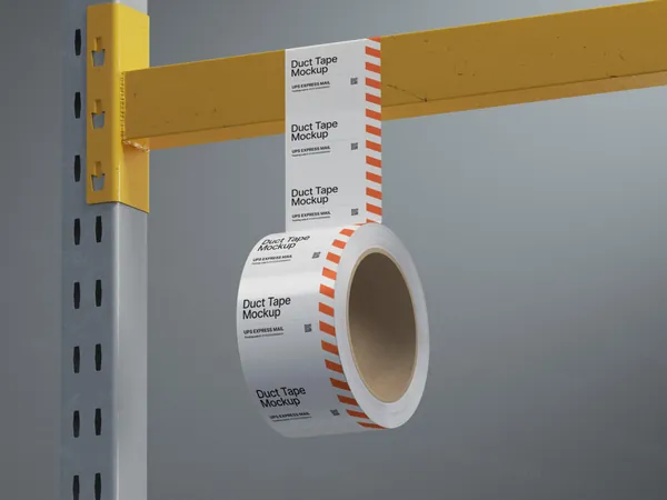 高质量极简工业风建筑公司品牌胶带包装设计贴图展示样机模板-2