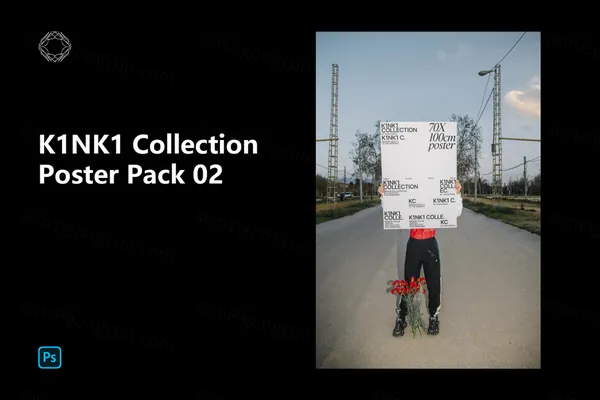 高端户外实拍女士模特手举宣传单海报设计提案贴图展示样机模板 Poster Pack 02-2