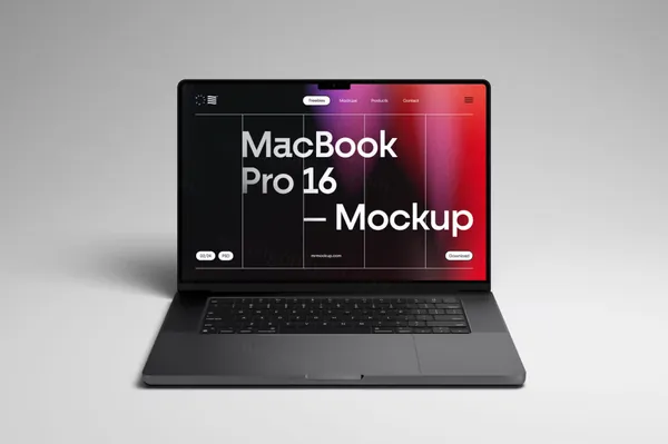 高质量极简风创意场景苹果笔记本网页设计提案展示样机模板 MacBook Pro 16 Mockup-23
