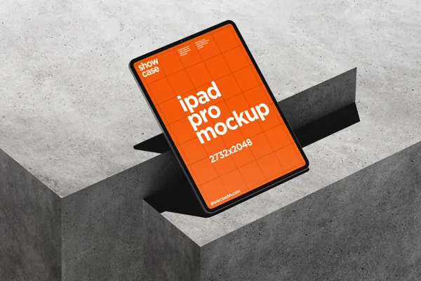高质量苹果iPad水泥地板场景Web网页app设计贴图UI展示样机模板素材-1