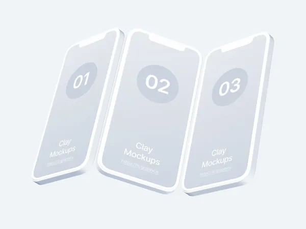 极简主义Apple白模手机APP设计UI界面贴图展示样机模板 iPhone 12 Pro Clay Mockups-2