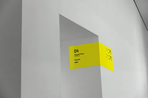 高端门口转角路牌指示牌品牌导视系统设计贴图展示样机模板 Signage Mockup