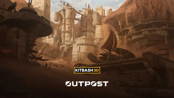 超大型3A级游戏偏远村镇孤零部落前哨基地防空洞建筑三维模型 KitBash3D - Outpost