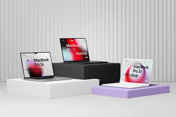 高质量极简风创意场景苹果笔记本网页设计提案展示样机模板 MacBook Pro 16 Mockup-12