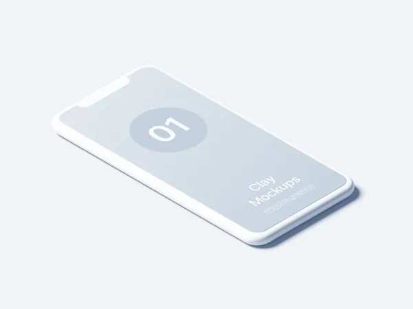 极简主义苹果手机等距视角APP设计UI贴图展示样机模板 iPhone Clay Mockups-1