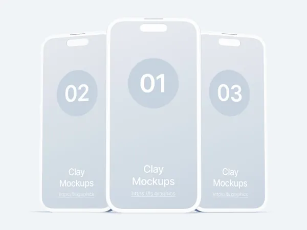 极简主义Apple白模手机APP设计UI界面贴图展示样机模板 iPhone 14 Pro Clay Mockups-15