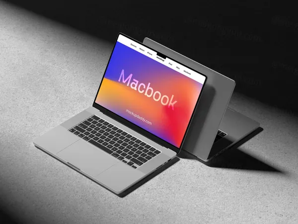 高质量CG建模工业冷淡风苹果笔记本场景展示Web贴图样机模板素材 Apple MacBook Mockup-2