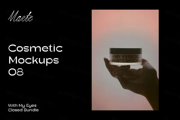 高端唯美梦幻Ins风乳霜粉底化妆品品牌包装设计贴图展示样机模板 Cosmetic Mockup-2