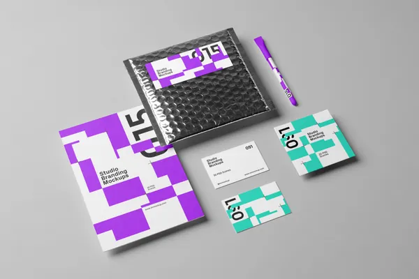 高质量工作室品牌VI设计提案贴图展示样机模板 Studio Branding Mockups-4