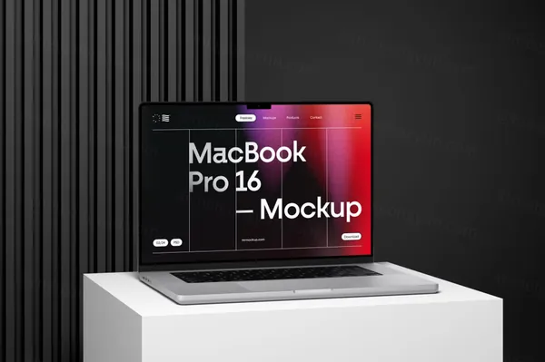 高质量极简风创意场景苹果笔记本网页设计提案展示样机模板 MacBook Pro 16 Mockup-17