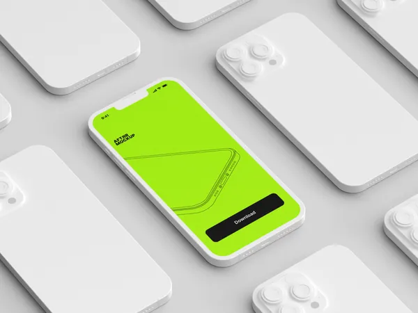 超高质量极简主义苹果手机APP设计UI界面贴图展示样机模板 iPhone Clay Mockups-9