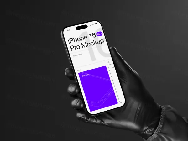 最新 iPhone 16 Pro 手持苹果手机高端极简场景品牌视觉 UI 贴图样机 PSD模板-10