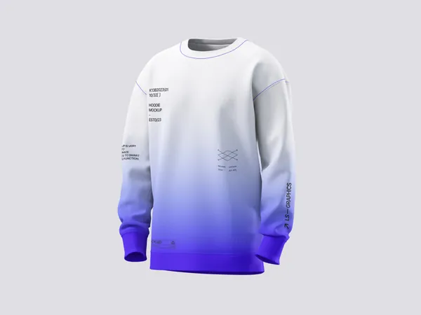 高质量长袖卫衣运动装服装设计立体镂空展示样机模板 Hoodie and Sweatshirt Mockup-1