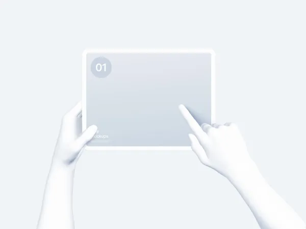 单手触控白模iPad网页设计UI界面贴图展示样机模板 Hand Clay Mockups-2