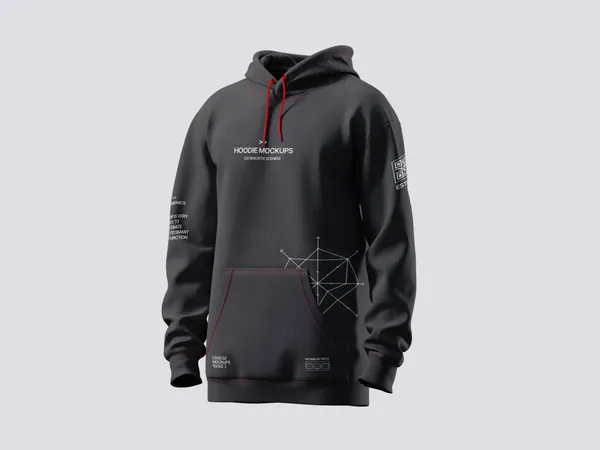 高质量长袖卫衣连帽衫服装设计立体镂空展示样机模板 Hoodie and Sweatshirt Mockup-2