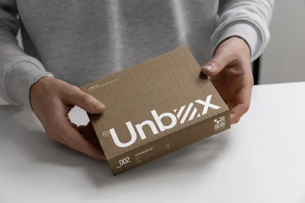 高质量拆箱场景特写镜头瓦楞纸快递纸箱品牌包装设计贴图展示样机模板 Unboxing Mockup-11