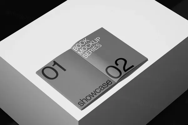 高质量极简主义书籍保护壳封面排版设计贴图展示样机模板素材 Book Folder Mockup-5