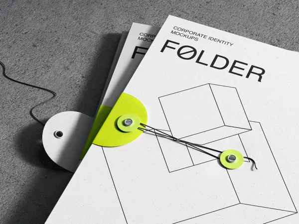 极简主义文件袋品牌设计提案贴图展示样机模板素材 Qubus: Brutal Stationery Mockups-4