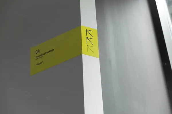 高端走廊转角路牌指示牌品牌导视系统设计贴图展示样机模板 Signage Mockup-1