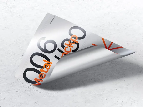 高质量铝箔纸金属纸张宣传单海报设计贴图展示样机模板 Metallic Paper Mockups-14