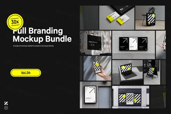 高质量实拍摄影精选品牌设计提案场景贴图展示样机模板 30x Branding Mockup Bundle V4