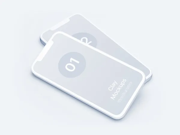 极简主义Apple白模手机APP设计UI界面贴图展示样机模板 iPhone 12 Pro Clay Mockups-1