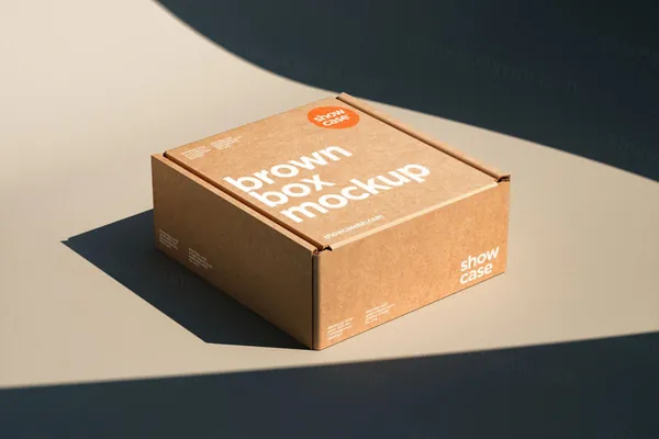 高端物流快递纸盒纸箱公司企业品牌VI设计提案样机模板 T07_Box Mockup