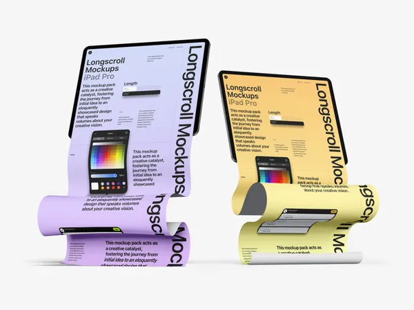 高质量苹果平板滚屏长卷特效网页设计展示样机模板 iPad Longscroll Mockup-4