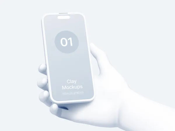 手握白模手机APP设计UI界面贴图展示样机模板 Hand Clay Mockups-3
