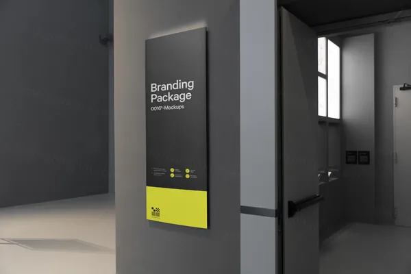 高端路牌指示牌品牌导视系统设计贴图展示样机模板 Signage Mockup-1