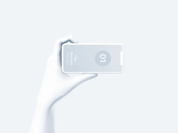 手持白模手机APP设计UI界面贴图展示样机模板 Hand Clay Mockups-2