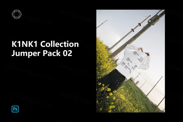 高端户外实拍菜花田里女士模特T恤服装潮牌设计提案贴图展示样机模板 Jumper Pack 02-2