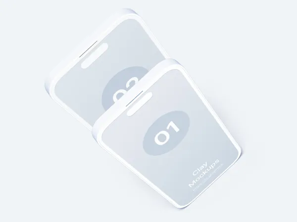 极简主义Apple白模手机APP设计UI界面贴图展示样机模板 iPhone 14 Pro Clay Mockups-2