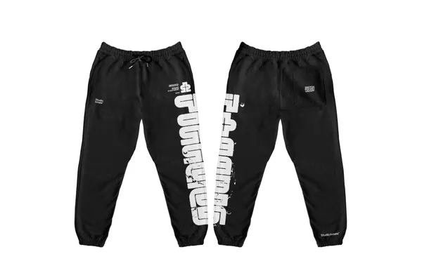 潮流运动棉裤平铺图展示服装设计提案样机模板 Premium Sweatpants Mockup