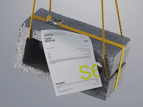 极简工业风建筑公司品牌单页宣传单品牌设计贴图展示样机模板-1