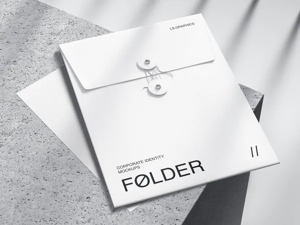 极简主义文件袋品牌设计提案贴图展示样机模板素材 Qubus: Brutal Stationery Mockups-6