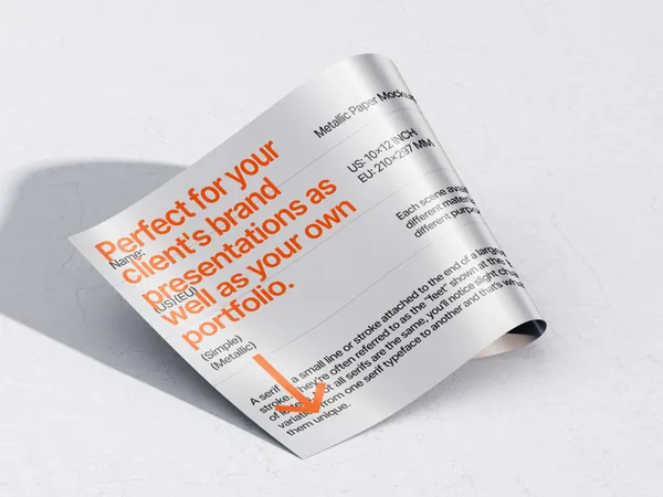 高质量铝箔纸金属纸张宣传单海报设计贴图展示样机模板 Metallic Paper Mockups-18