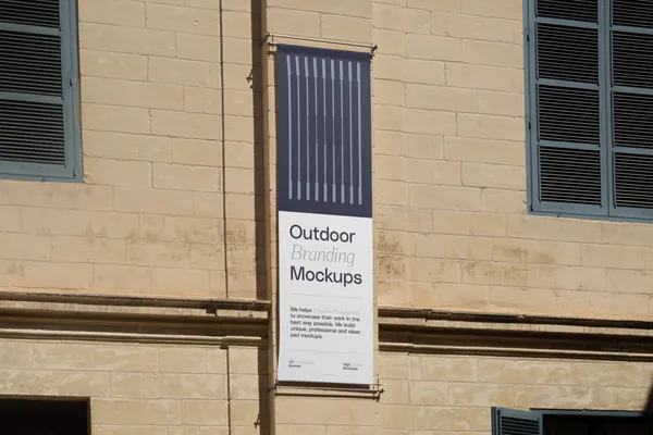 高质量户外吊旗旗帜广告设计提案贴图展示样机模板 Outdoor Branding Mockup-2