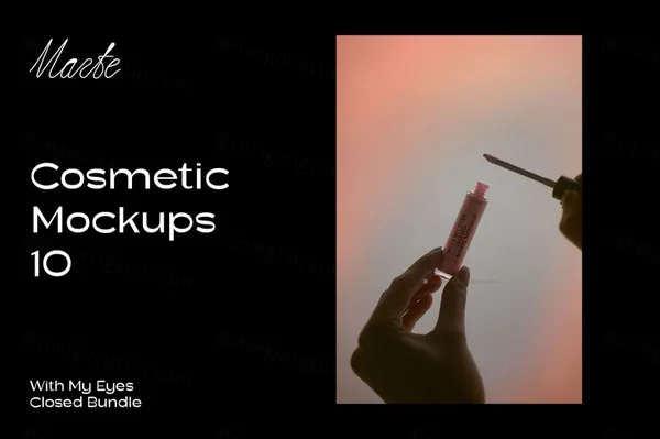 高端唯美梦幻Ins风唇彩化妆品品牌包装设计贴图展示样机模板 Cosmetic Mockup