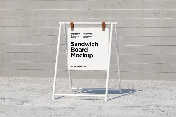高质量商店招牌路牌广告牌小黑板设计贴图展示样机模板素材 Sandwich Board Mockup-4