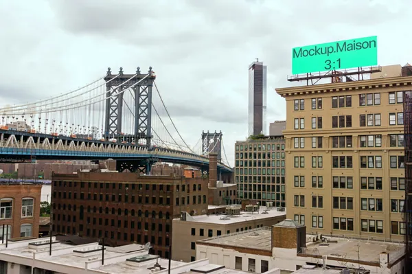 纽约老城街道大楼广告牌海报设计贴图展示样机模板 Billboard BB-NYC-01