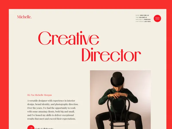 高质量欧美极简风个人博客简历作品集网站模板素材 Michelle Framer Template