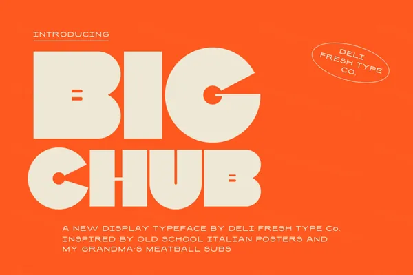 老式意大利复古广告海报超粗几何英文装饰字体 Big Chub: An Old School Italian Font