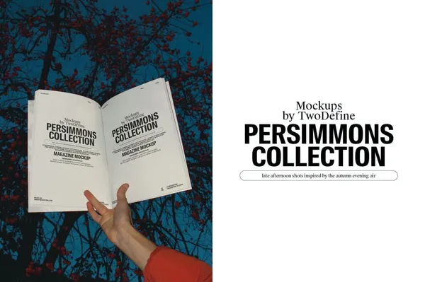 夜晚户外实拍手持杂志书籍设计贴图展示样机模板素材  Magazine Mockup-2