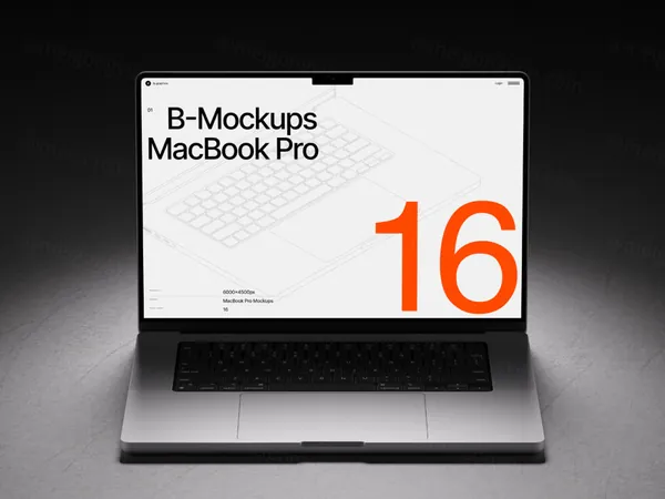 高质量苹果笔记本创意场景网页设计Web贴图展示样机模板 B - MacBook 16 Pro Mockups-11