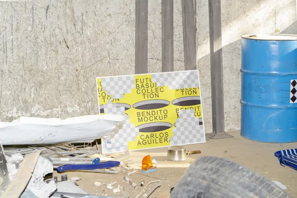 末日废土风废弃杂乱垃圾场景海报传单招贴设计贴图展示样机模板 Poster Mockup-9