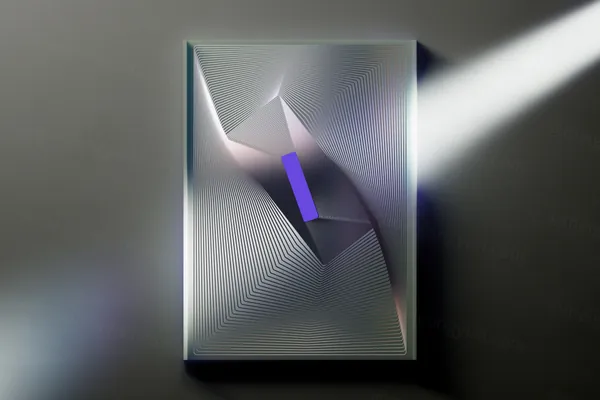 高质量科幻光影透明有机玻璃抽象海报设计作品展示效果PSD样机模板-4