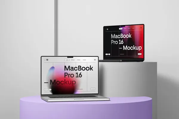 高质量极简风创意场景苹果笔记本网页设计提案展示样机模板 MacBook Pro 16 Mockup-13