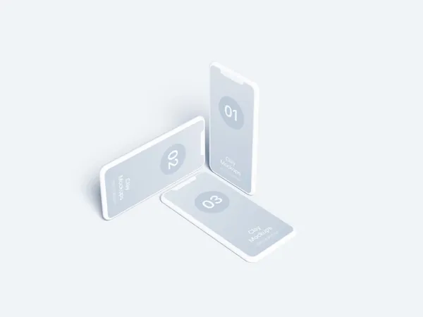 极简主义Apple白模手机APP设计UI界面贴图展示样机模板 iPhone Clay Mockups-3