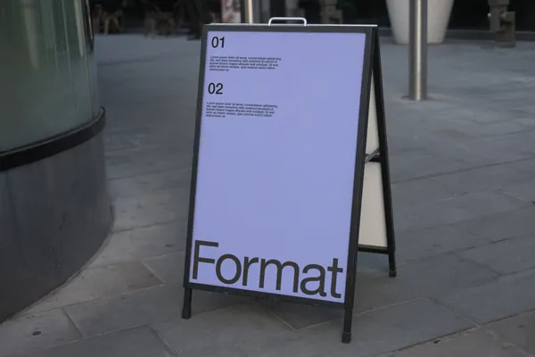 高端户外街头A字型路牌指示牌店铺广告牌设计提案贴图展示样机模板素材 A-Board Mockup-5